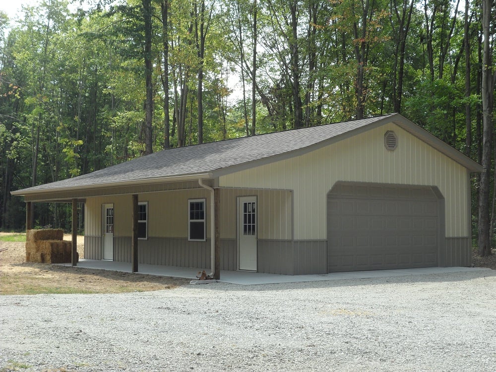 The Bellamy. Custom pole barn garage with porch. | Yelp