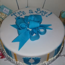 Baby shower cake. It is a triple chocolate mousse - tasted great and ...