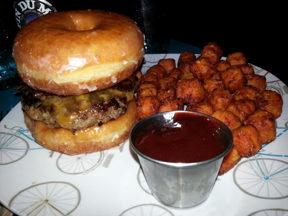 Doughnut burger with bacon...dream Yelp