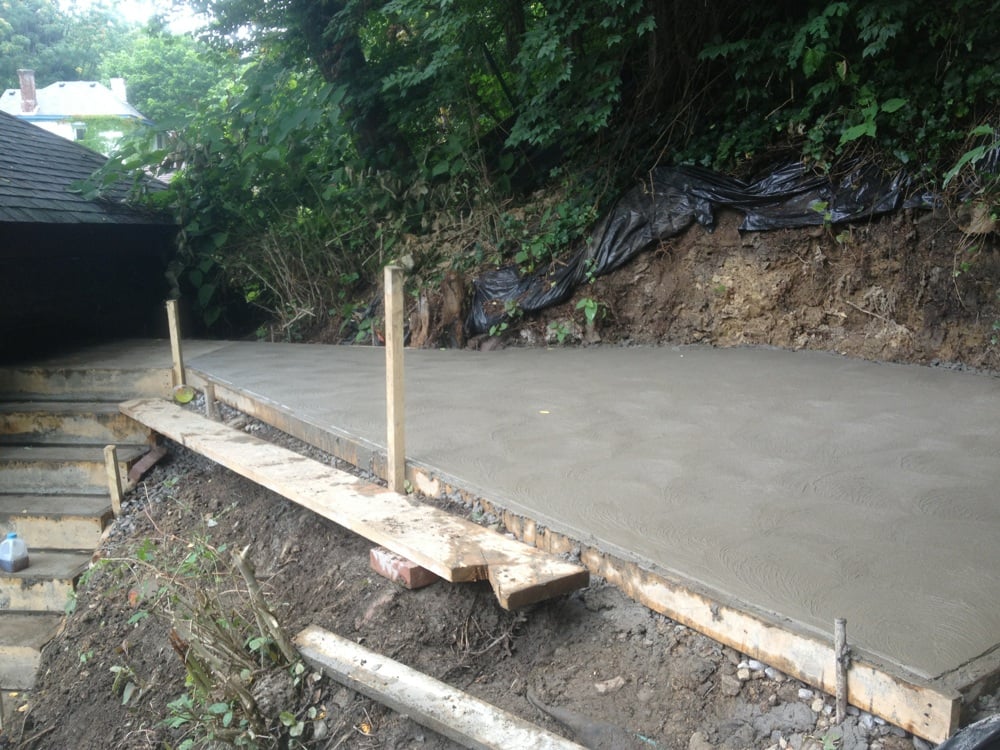 Back Yard Makeover After Concrete, Driveway Widening, Steps, and Patio