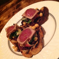 Seared Tuna Bruschetta with olive…